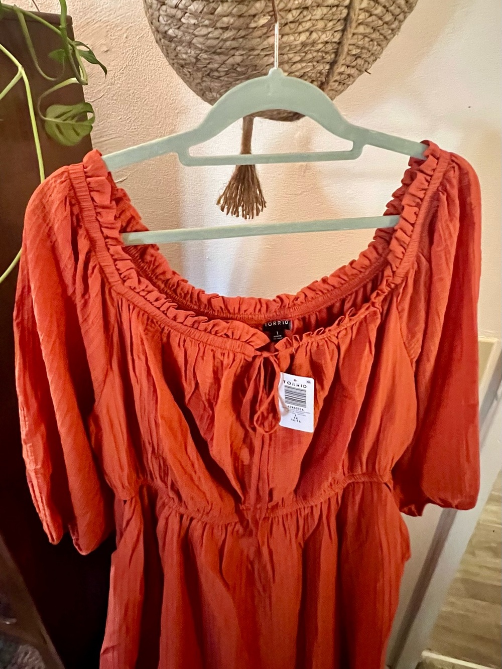 torrid Off-Shoulder Maxi Dress in Rust
